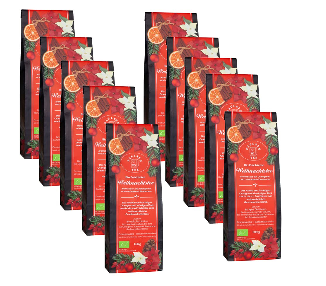 Thé de Noël biologique 10 X 100G, Thé aux fruits Paulsen Thé contrôlé pour les résidus