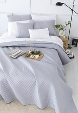 Todocama Fine Boutique Couvre-lit avec motif piqué, pour printemps, été, automne et hiver, 100% microfibre super douce, couverture multifonctionnelle, 140/150/160-250 X 260 cm, gris clair Lits et couvertures Beuche den Todocama-Store