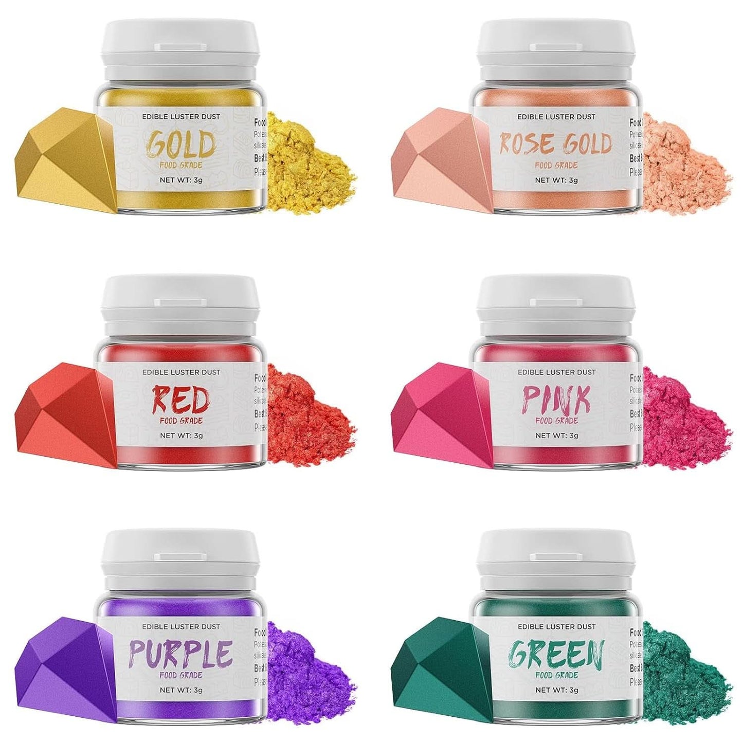 Paillettes comestibles, 3 grammes Naty Shop Classic couleurs