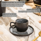 SANGER Sydney | Ensemble de 12 tasses à expresso en céramique, ensemble de tasses à moka pour 6, tasses et soucoupes, passe au lave-vaisselle et au micro-ondes, gris foncé, 80 ml | LA COLLECTION VALEUR