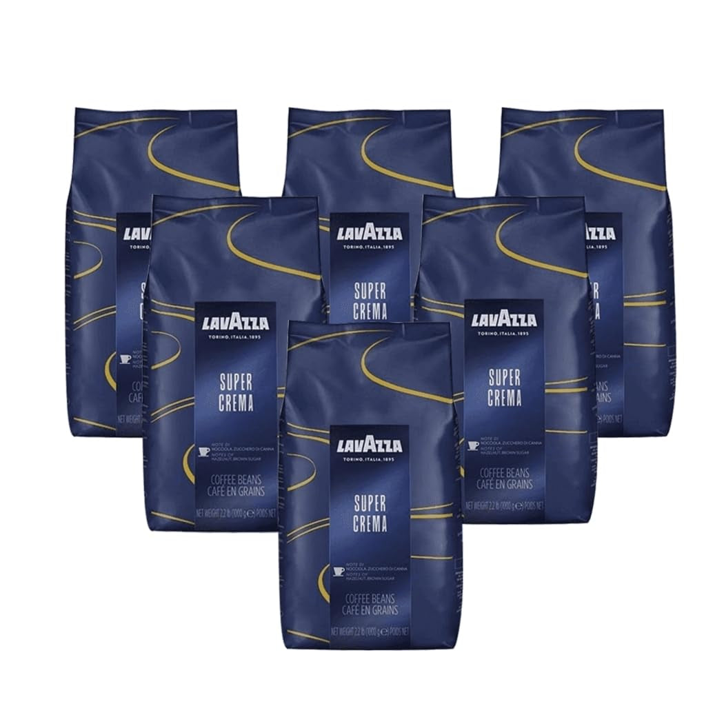 Lavazza Espresso Super Crema Café, grains entiers, café moulu, paquet de 6, 6 x 1000 g