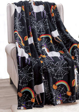 Couverture légère et confortable sur le thème d'Halloween, douce, confortable et moelleuse, parfaite pour se détendre en cette saison effrayante, 127 x 152,4 cm, lits et couvertures Skull and Bones Elegant Comfort Licorne Noir 50 x 60