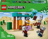 LEGO Minecraft The Illager Desert Patrol Jeu vidéo pour enfants, mini jouet Outpost et trois figurines dont le Pilleur, le Serviteur et le Chevalier Cactus 21267 Ensembles de construction Besuche den LEGO-Store