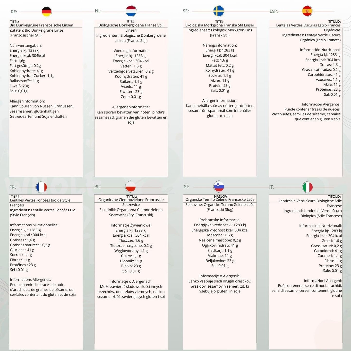 Wholefood Earth Lentilles vert foncé biologiques à la française 1 kg sans OGM | Végétalien | Riche en fibres | Riche en protéines | Certifié biologique