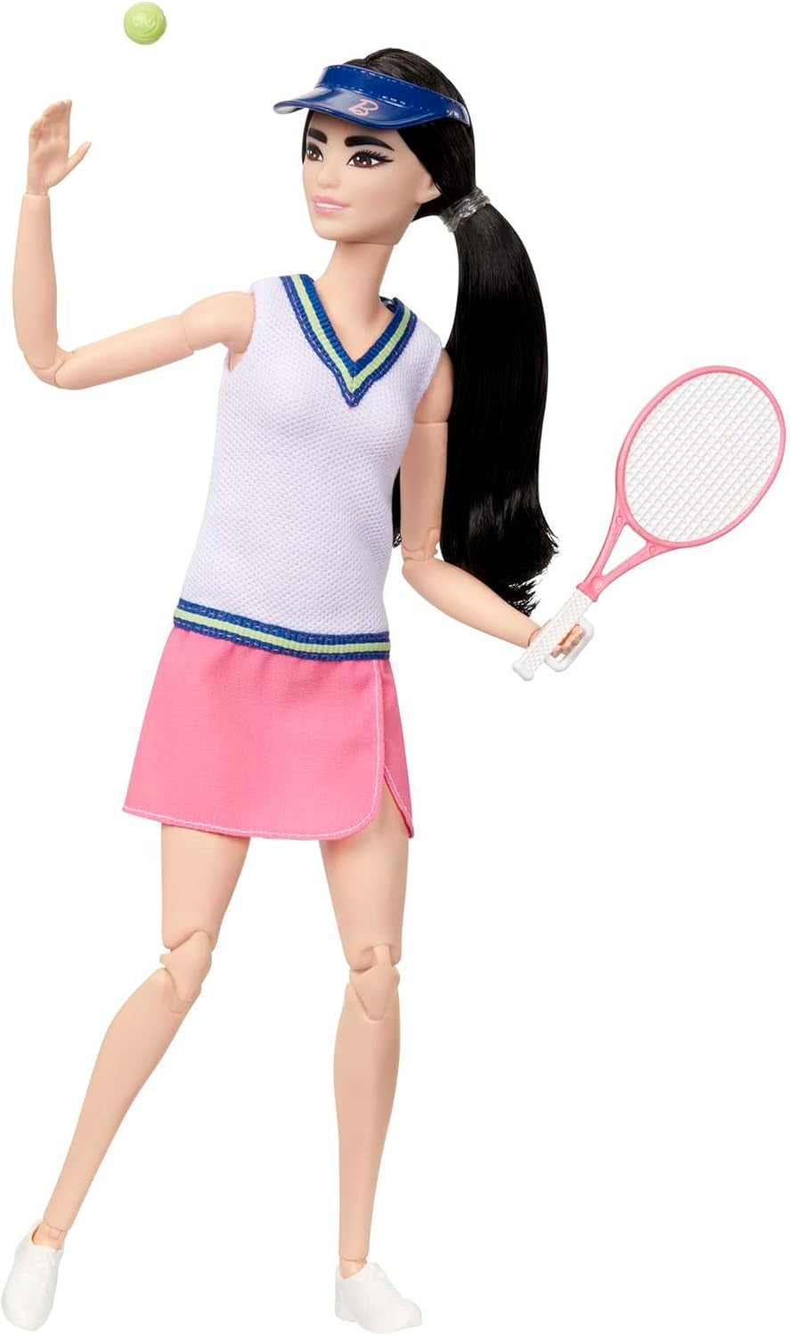Poupée Barbie Made to Move - Joueuse de tennis avec raquette et balle - Poupée articulée 22 pour un jeu réaliste, fans de tennis et enfants à partir de 3 ans, HKT73