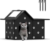 Katzenhaus Für Draußen Winterfest, Haus für verwilderte Katzen mit abnehmbaren Kissen, Winterschutz für Haustiere mit Türvorhängen, einfach zu montieren