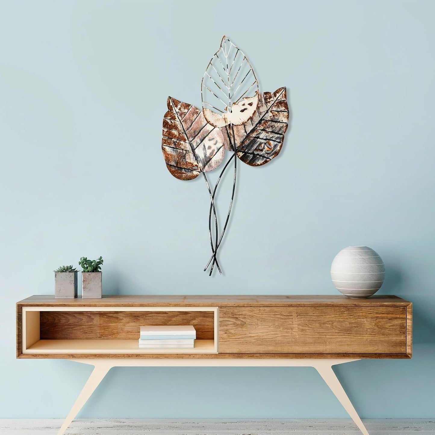 Accessoire mural décoratif en métal fait main, 45 x 85 cm | 100 % métal (1,5 mm) | Design unique marron et noir, parfait pour la décoration intérieure | Statuettes et sculptures murales Naty Shop Titre par défaut
