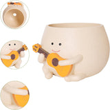 Smiley Face Pots de fleurs Tête de résine mignonne Collier de perles Pot de fleur Guitare unique Intérieur Extérieur Succulent Pot de fleur Idée cadeau pour maman