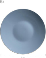 MÄSER 931844 Elissa - Service de table moderne pour 6 personnes, bleu avec bord blanc, ensemble combiné de 24 pièces, céramique