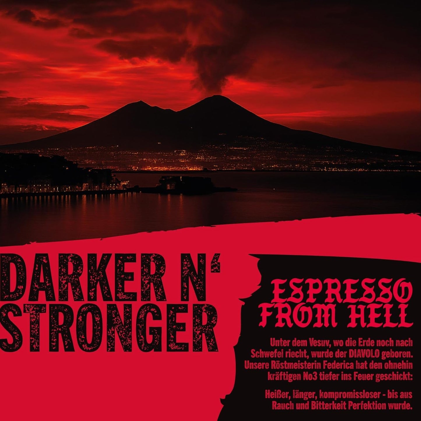 DEAD OR ALIVE DIAVOLO – Espresso Extra Noir – 100% Robusta – Extrêmement Fort – Faible Acidité – Crème Stable – Haricots Entiers 1kg – Torréfaction Naples
