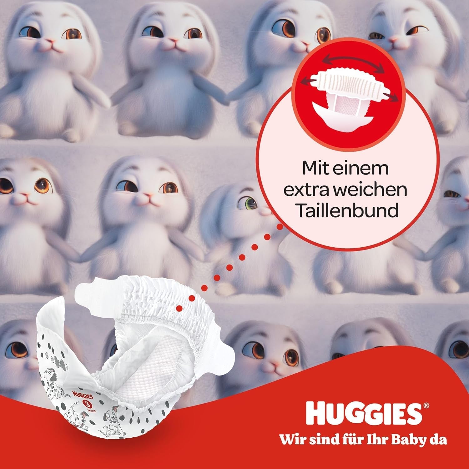 Couches pour bébé Huggies Little Movers, motif Disney, taille 4, 150 pièces (3 x 50), boîte mensuelle