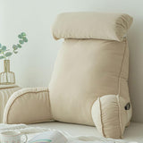 Oreiller de lecture avec accoudoirs, coussin de dossier de canapé, coussin de livre pour lit, avec tour de cou amovible, coussin de soutien de chaise pour se détendre, jouer, lire, regarder la télévision, couleur champagne
