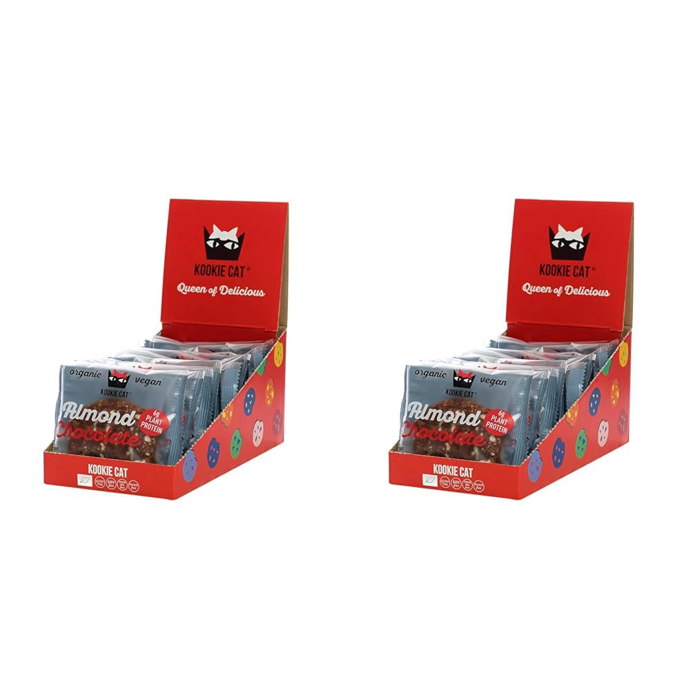 Amande et chocolat – Biscuits végétaliens emballés individuellement, sans gluten, sans soja, bio, amande et avoine – 12 x 50 g Multipack (lot de 2)