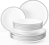 Service de table Seltmann Weiden 001.737148 Lido - 6 assiettes plates + 6 assiettes de fond - 12 pièces - Black Line