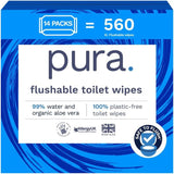 Lingettes humides jetables écologiques 560 lingettes (14 x 40 lingettes) Paquet mensuel 100 % sans plastique 99 % de soins sensibles à l'eau Lingettes humides fines à rincer Certifiées biodégradables végétaliennes