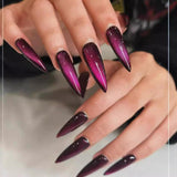 Mouyouglow longs ongles Stiletto laiteux blanc dégradé rose paillettes Cool faux ongles avec colle rose Ombre paillettes ongles artificiels
