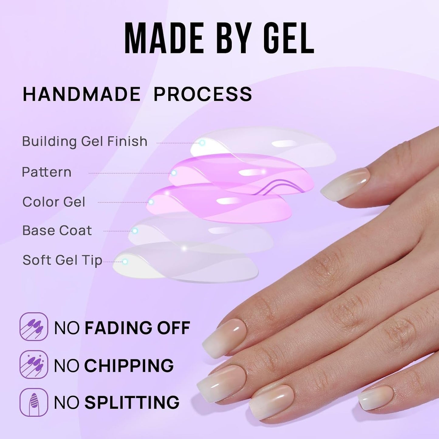 Btartbox Faux Ongles Carrés Courts Baby Boomer Colle Sur Blanc Dégradé Rose Faux Ongles Ongles Artificiels Courts avec Colle À Ongles 30 Pièces Faux Ongles Carrés