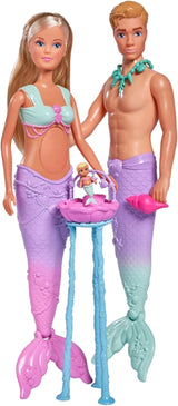 Simba 105733524 - Steffi Love Mermaid Family, poupée sirène enceinte avec Kevin en sirène, avec berceau, poupées à habiller 29 cm, poupées de jeu, pour poupées de 3 ans et plus Naty Shop