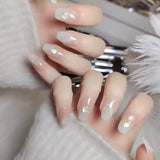 24 pièces carré nu français court couverture complète faux ongles presse sur ongles pour femmes filles