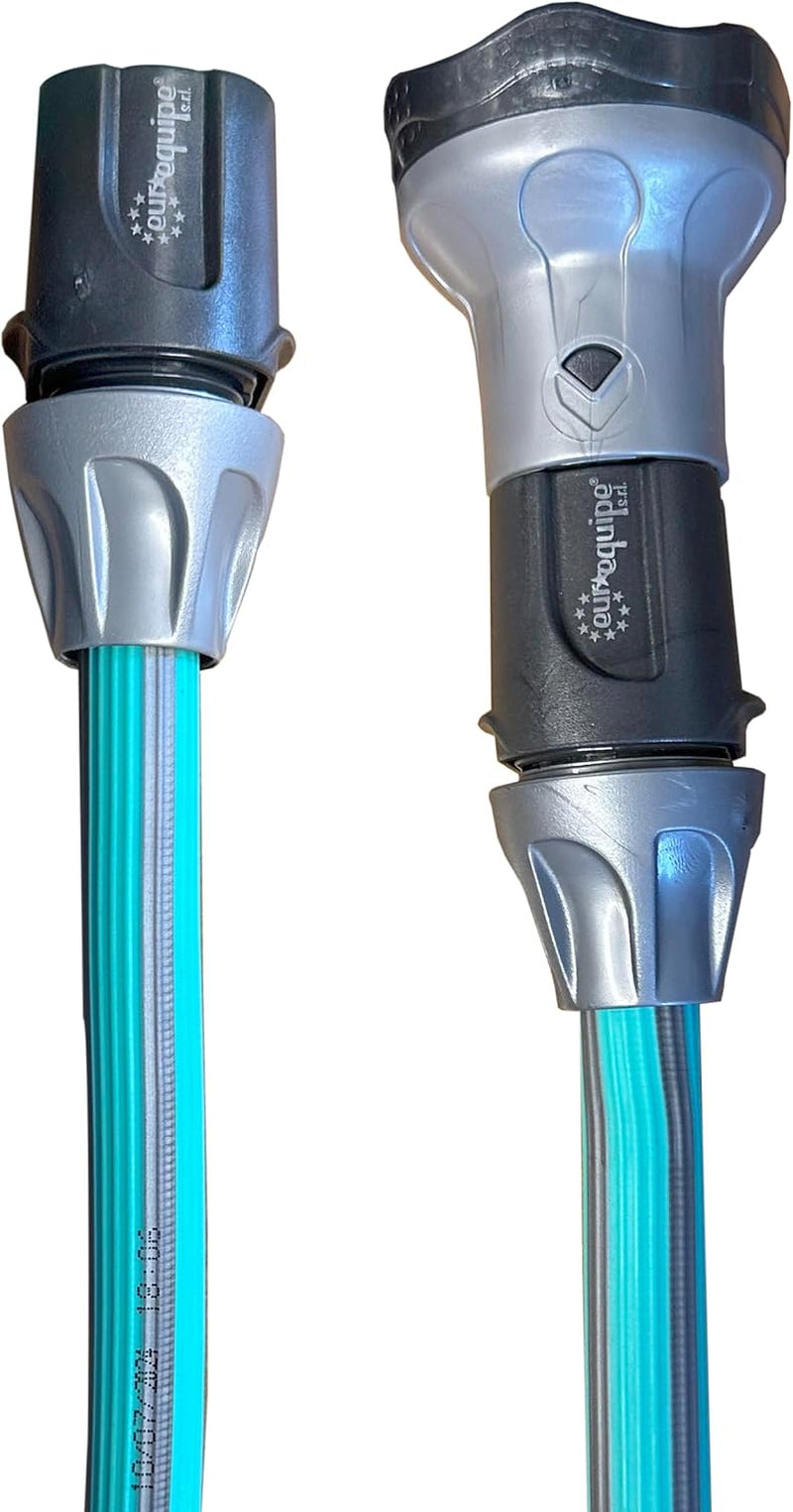 Tuyau d'arrosage extensible jusqu'à 7,5 mètres, 1/2" (12,5 mm), avec douchette et 8 fonctions, Idroeasy