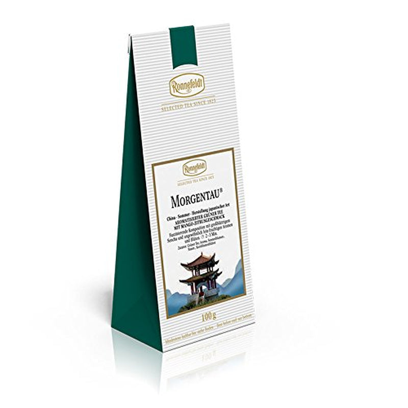 Ronnefeldt, thé vert parfumé à la mangue et aux agrumes, 100 g, paquet de 4