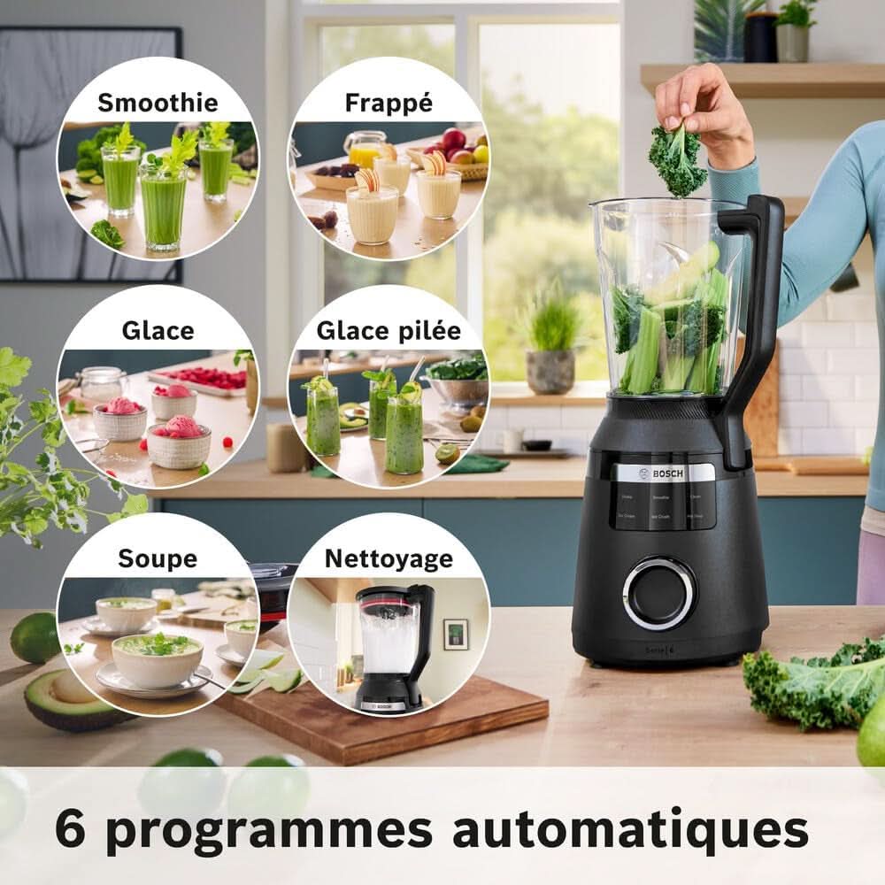 Batteur sur socle Vitapower, Série 6, 1 800 W, 6 programmes, Prospeed Klingen, Tritan™-Krug, Schwarz, MMB6652B Cuisine Naty Shop