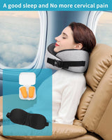 Oreiller cervical d'avion, oreiller de voyage en mousse à mémoire de forme, oreiller cervical pour adulte, oreiller d'avion réglable et lavable, oreiller de voyage ergonomique (gris) Oreillers orthopédiques cervicaux Naty Shop