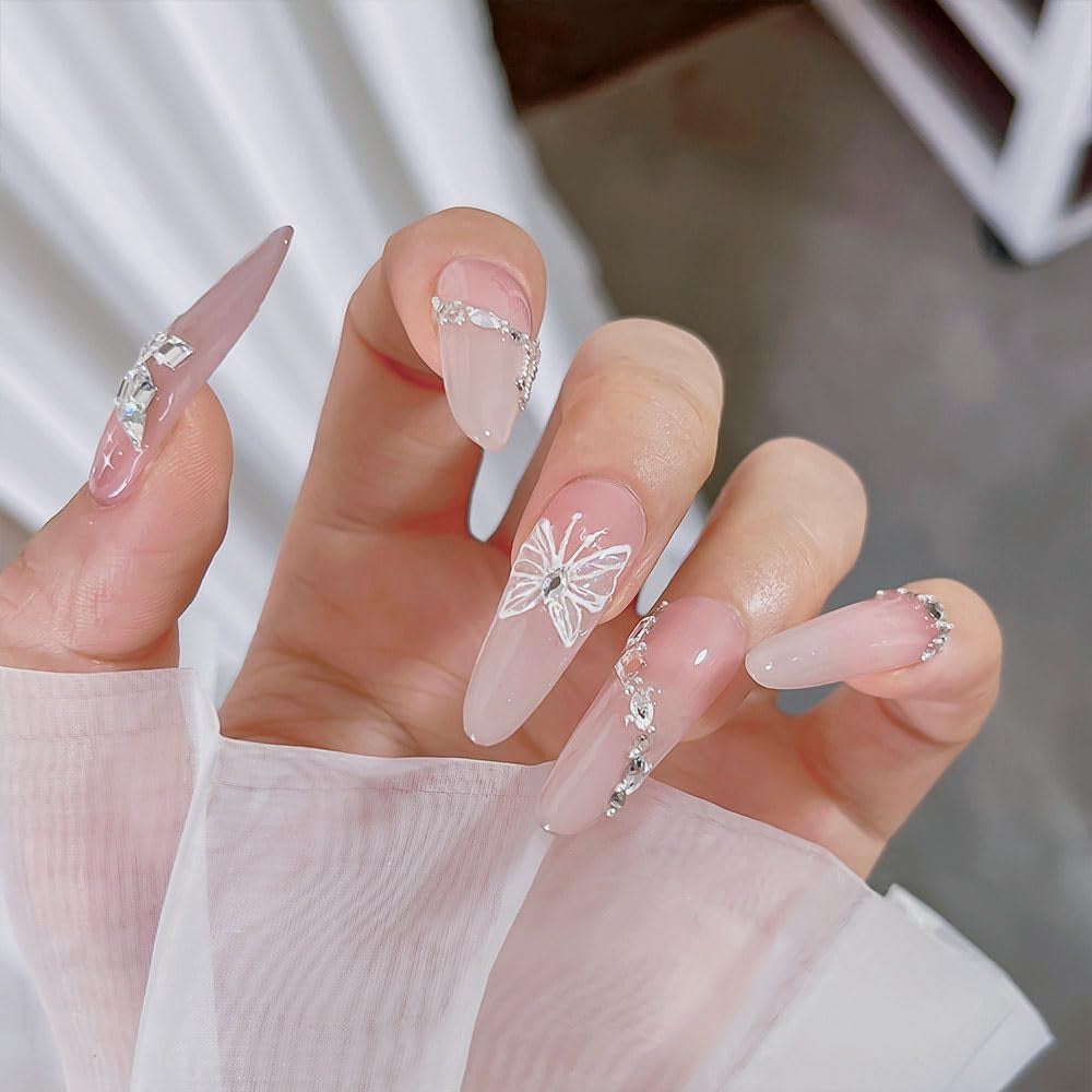 Aurora Muschel Schmetterling Nagelsticker Weiß Schmetterlinge Nail Sticker Gelee Relief Butterfly Nagelaufkleber Y2K Papillons Nagel Sticker Nägel Nageldesign Nagel Zubehör Nail Art Stickers Nailart