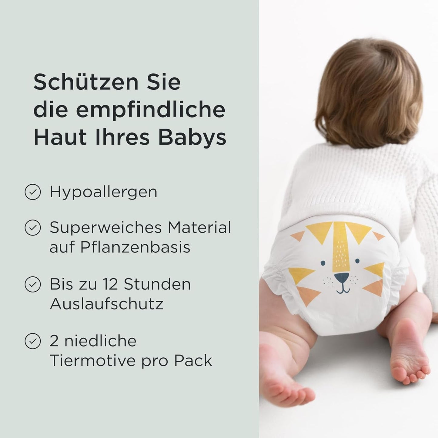 Couches Kit & Kin Premium, taille 4 (9-14 kg), 128 pièces, à base de plantes et hypoallergéniques, protection fiable contre les fuites, végétaliennes et sans cruauté envers les animaux