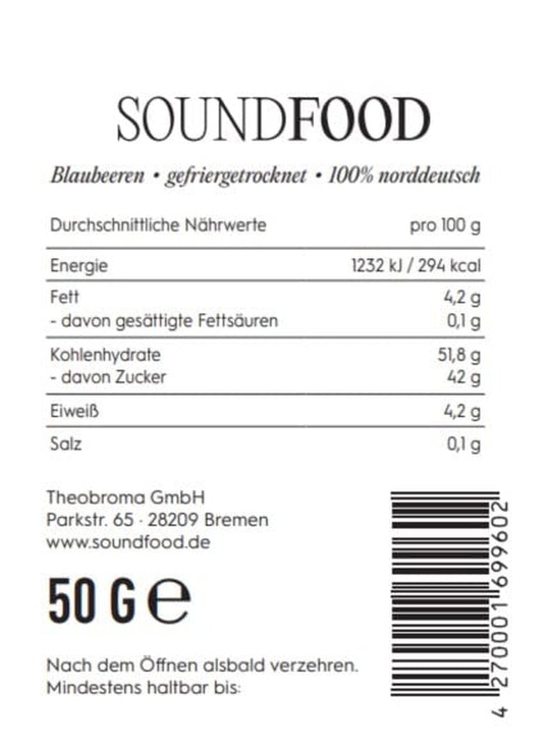 Bleuets | myrtilles lyophilisées, entières d'Allemagne | régional = 100% Allemagne du Nord | récolte 2024, 40 g produits déshydratés Naty Shop