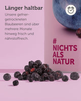 Myrtilles biologiques lyophilisées BUAH® | Myrtilles biologiques lyophilisées sans sucre ajouté | 100% fruits lyophilisés (végétalien, sans gluten, sans lactose) | Collation idéale (140g) Produits déshydratés Naty Shop
