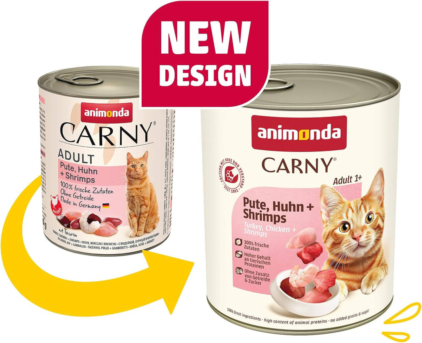 Animonda Carny nourriture humide pour chat dinde + poulet + crevettes (6 x 800g), nourriture humide sans céréales et sans sucre avec des ingrédients de viande fraîche