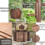 Fontaine en bois 56x56x114cm avec toit, Puits à souhaits, Décoration de jardin, Pots de fleurs, Fontaine décorative, Pots de fleurs, Marron