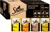 SHEBA Nourriture humide pour chat - 72 sachets x 85g - Variété de volaille en gelée - Nourriture humide pour chat - 1 grand paquet