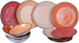 Service de table en grès 12 pièces, 4 assiettes en 4 designs différents, Baku Sunset