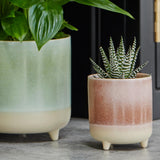 Pot, céramique, rose mat, réactif, H 8,5 cm x P 8 cm