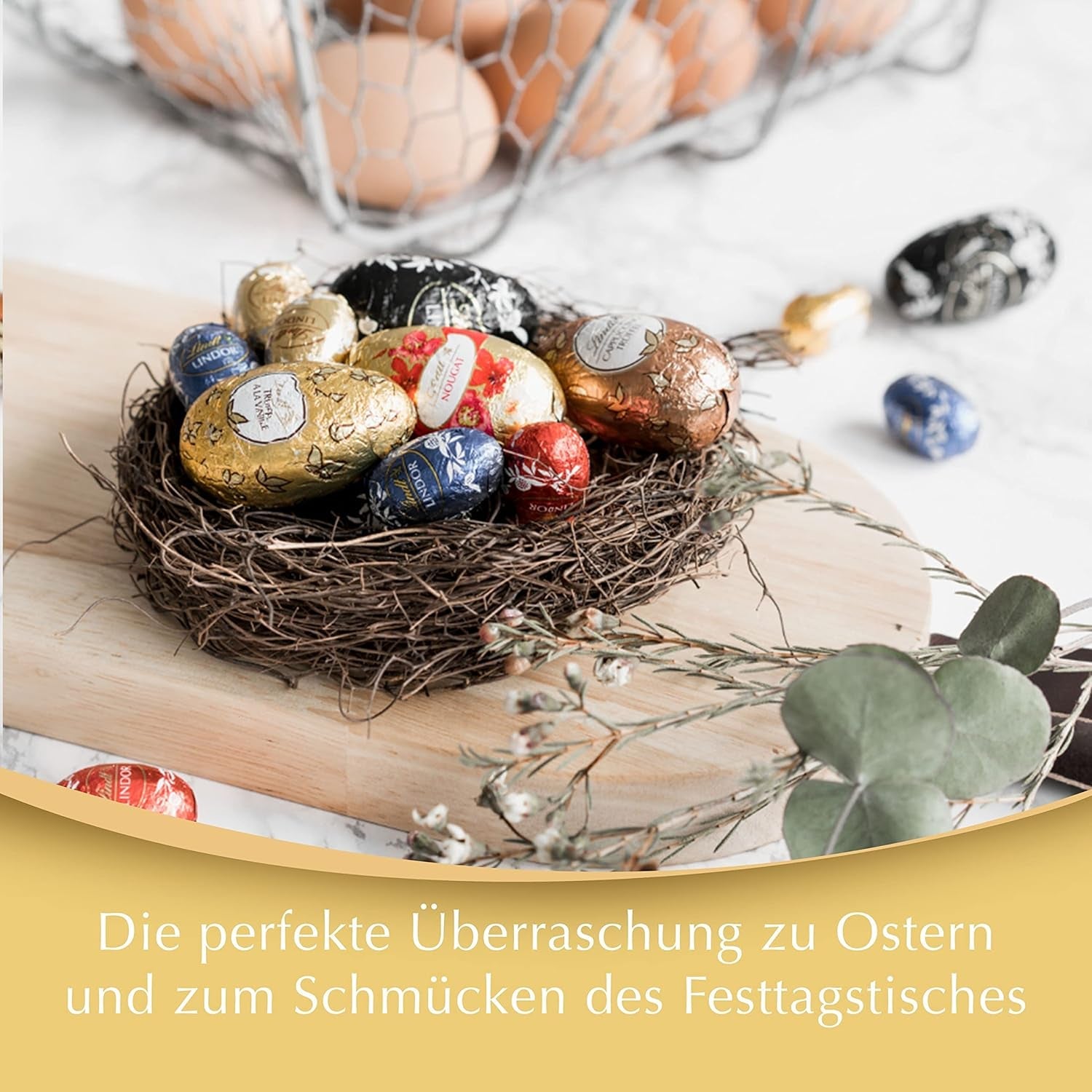 Oeufs LINDOR au chocolat Lindt | 4 boîtes de 450 g chacune | Œufs LINDOR au chocolat au lait fondant, fourrés blanc, noir et noisettes | Chocolat de Pâques | Cadeau de chocolat | Oeufs de Pâques | Oeufs en chocolat
