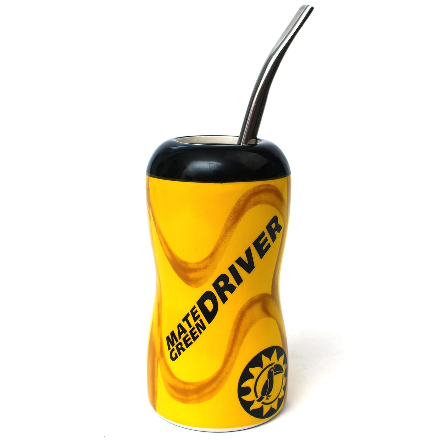 Yerba Mate Tasse à thé DRIVER Tasse en céramique Tasse de voiture Parfaite pour les voyages en voiture Mate Thé et boissons froides ou chaudes Tasse en céramique entièrement vitrée 1,75 kg