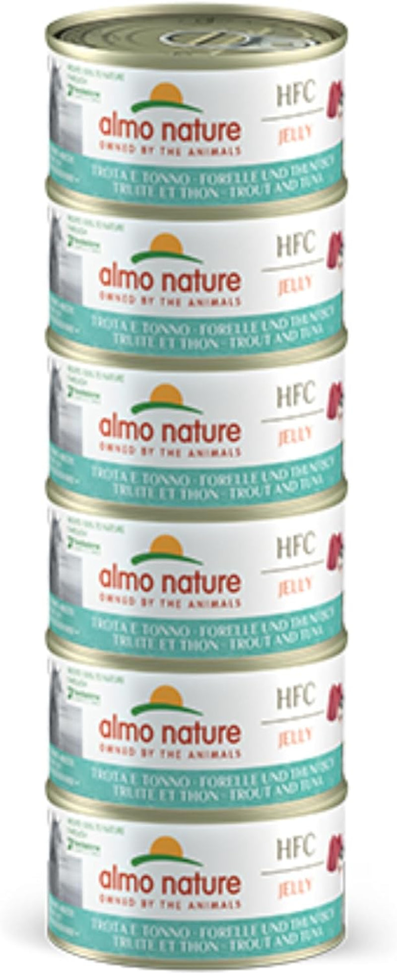 Almo Nature HFC Jelly - Nourriture humide pour chat adulte - Truite et Thon - Qualité humaine, Sans gluten - 6 x 70g