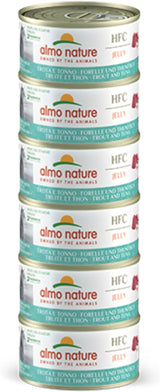 Almo Nature HFC Jelly - Nourriture humide pour chat adulte - Truite et Thon - Qualité humaine, Sans gluten - 6 x 70g