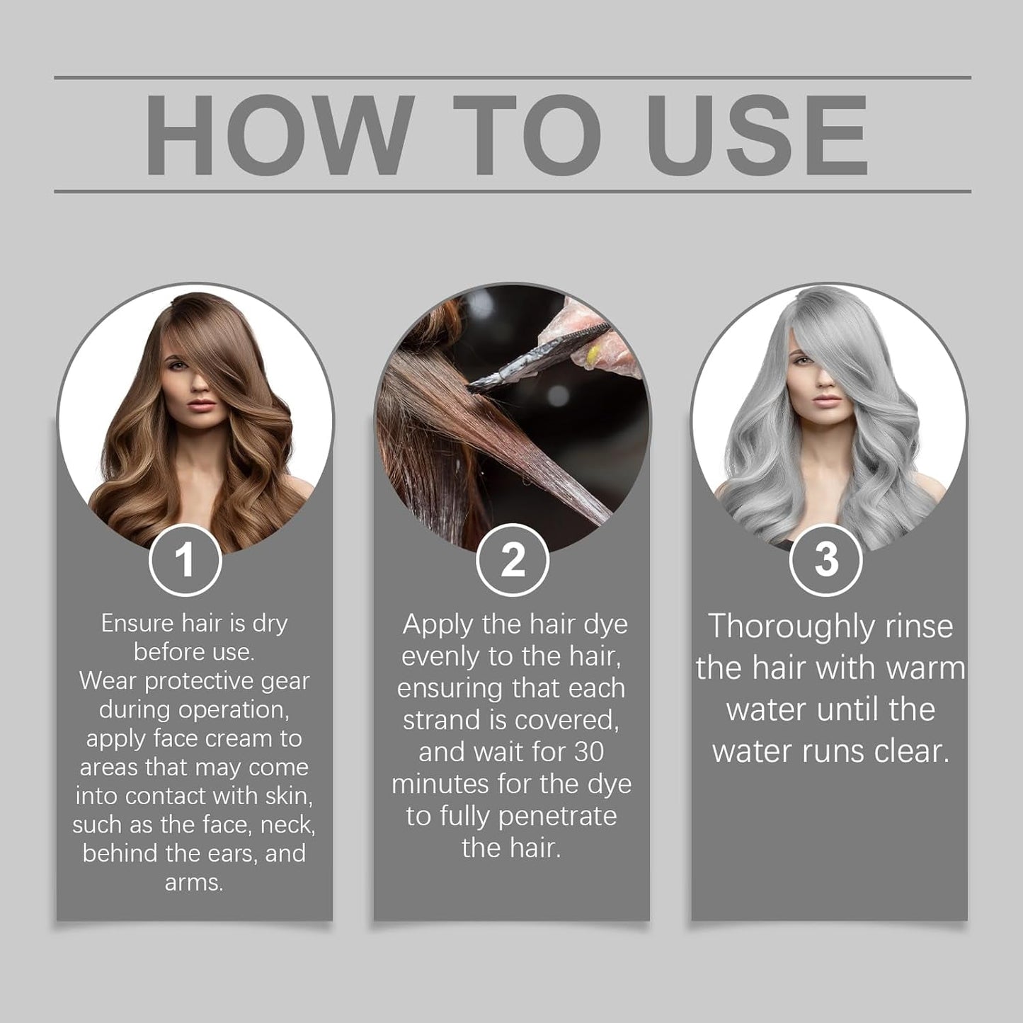 Coloration Cheveux Argent Gris Argent Crème Colorante Naturelle Crème Colorante Temporaire Crème Colorante Gris Crème Teinture Cheveux Argent Semi Permanente Pour Tous Types de Cheveux 2 Pièces Naty Shop Coloration Capillaire
