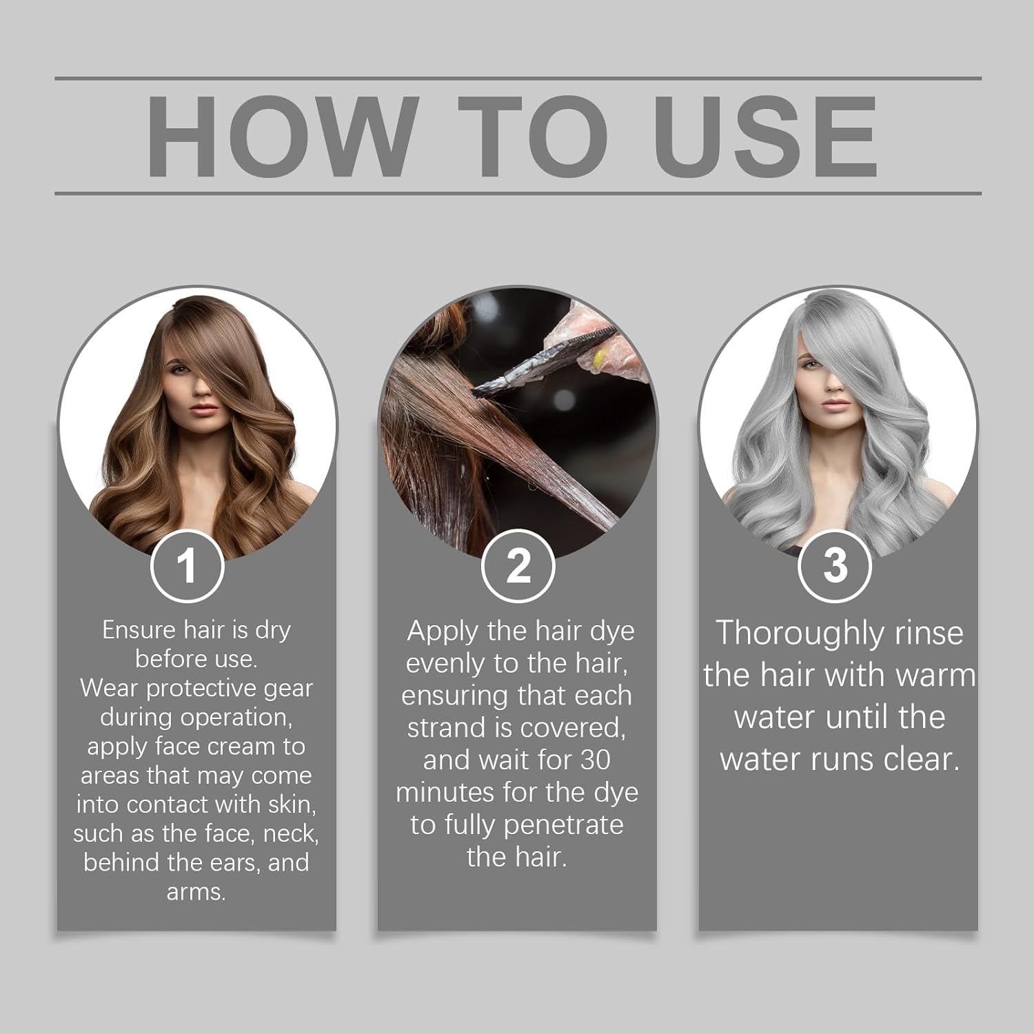Coloration Cheveux Argent Gris Argent Crème Colorante Naturelle Crème Colorante Temporaire Crème Colorante Gris Crème Teinture Cheveux Argent Semi Permanente Pour Tous Types de Cheveux 2 Pièces Naty Shop Coloration Capillaire