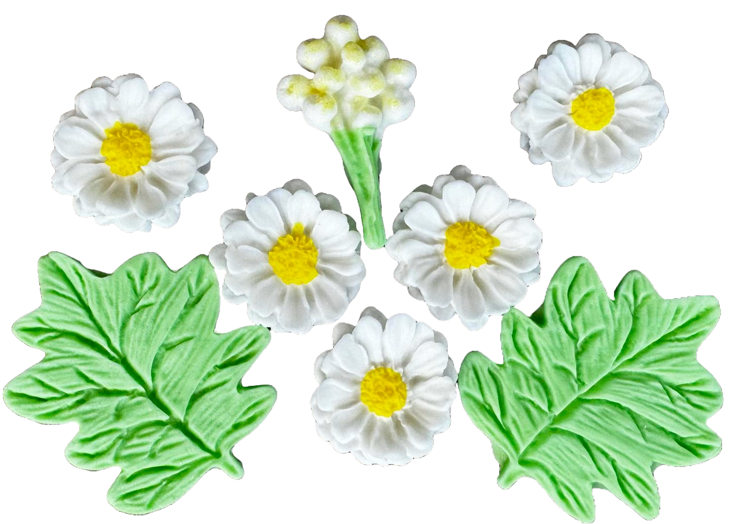 Lot de 8 décorations comestibles en sucre, marguerites des champs Naty Shop Décorations en Pâte à Sucre