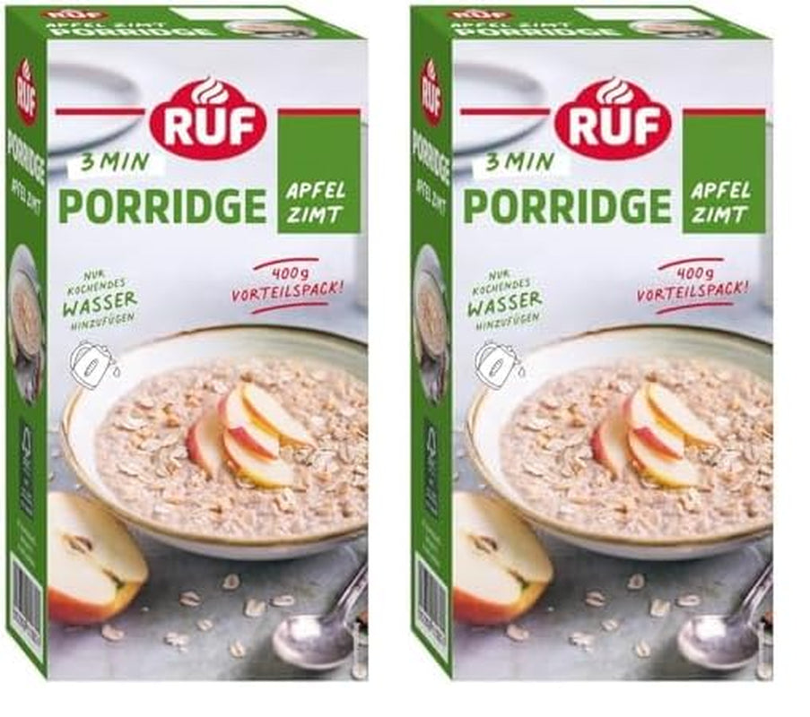 RUF Gruau aux pommes et à la cannelle avec flocons d'avoine entiers, saveur délicate de cannelle et morceaux de pommes séchées, snacks, emballage en vrac, 1 x 400 g