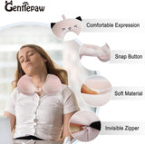 Oreiller cervical pour enfants, pour avion, voiture, train, voyage, adulte, mousse à mémoire de forme, motif animal mignon, oreiller en forme de U, housse amovible (rose 2) Oreillers cervicaux orthopédiques Naty Shop