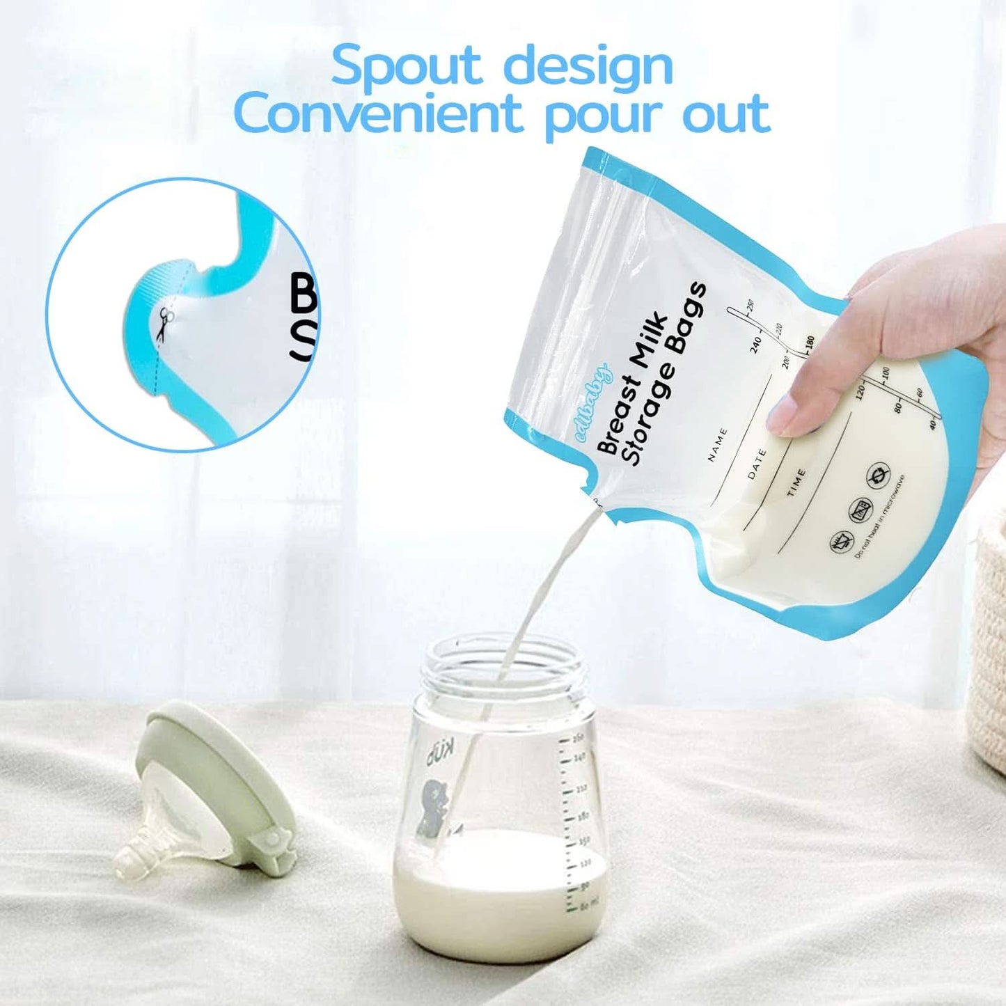 Edibaby, Sachets pour lait maternel, 100 pièces, Stérilisés, sans BPA Accessoires Alimentation et Allaitement Bebe Naty Shop