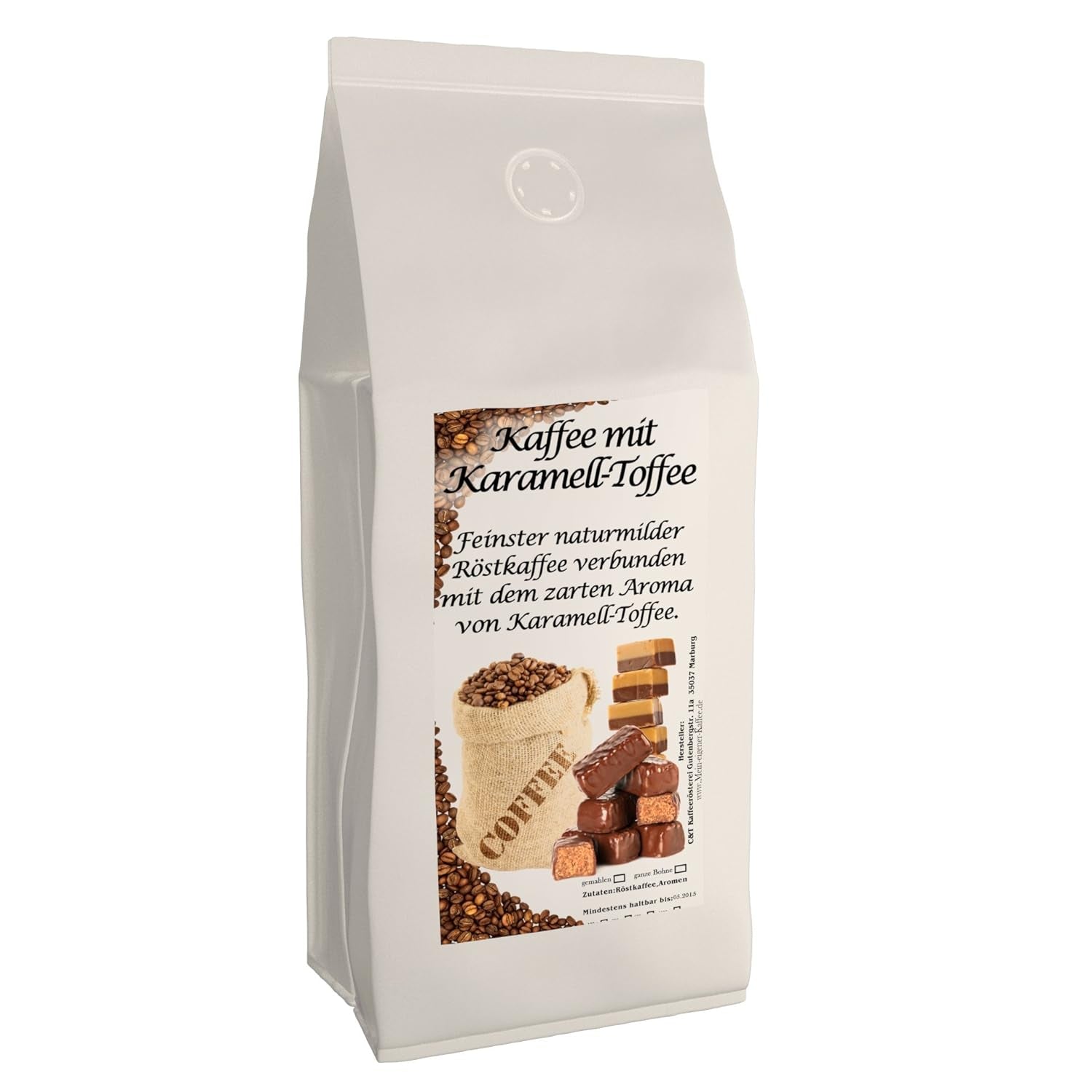 Aromakaffee - Aromatisierter Kaffee - Ganze Bohne - Frisch Von Uns Geröstet (Caramel, 500 grammes)