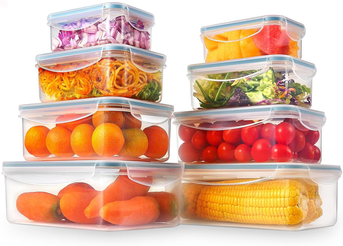 YASHE Pot de Conservation des Aliments avec Couvercle Ensemble de 12 Pots de Rangement en Plastique sans BPA 100% étanches empilables Boîtes de Rangement des Aliments Transparentes Naty Shop Mb-04-8Pcs