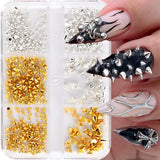 Mini Metall Nieten Punk Nail Charms Gold Silver Strasssteine ​​​​Nägel Charm Kegel Spikes Nagelschmuck Glitzersteine ​​​​Nail Art Studs Nagel Steine ​​​​Legierung Nagelanhänger Strass Nageldesign Zubehör