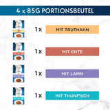 Gourmet Perle Select Strips nourriture humide pour chat, mélange assorti, paquet de 12 (12 x 4 sachets de 85 g chacun)